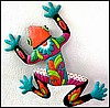 Handcrafted Frog Wall Hanging - Brightly Hand Painted Metal Caribbean Garden Art - 18" x 24"